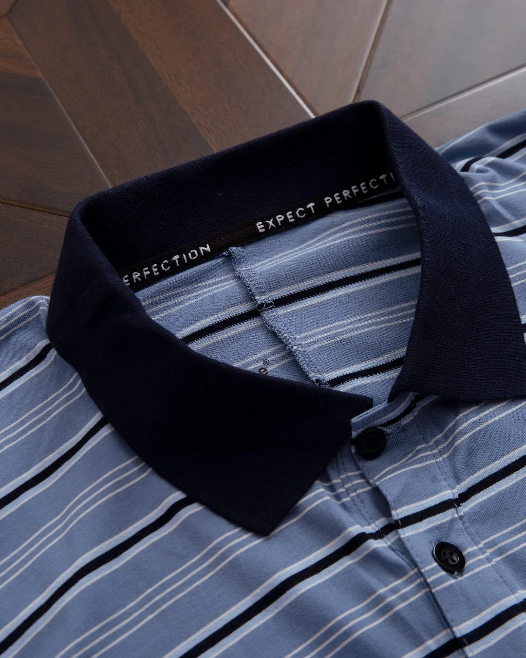 POLO Collar Martine Rose Blue Stripe Long Sleeves T-Shirt Men Women Quality Top T Shirt Tee 260205