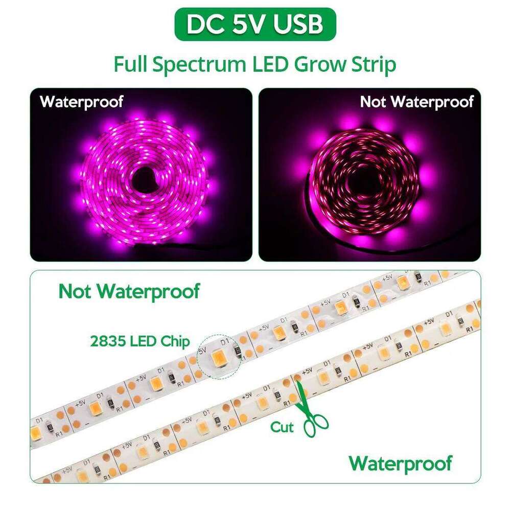 Plant Light Strip 5V USB 1-5m Full Spectrum LED Chip For Greenhouse Flower Seedling Grow Tent Hydroponic Z260206