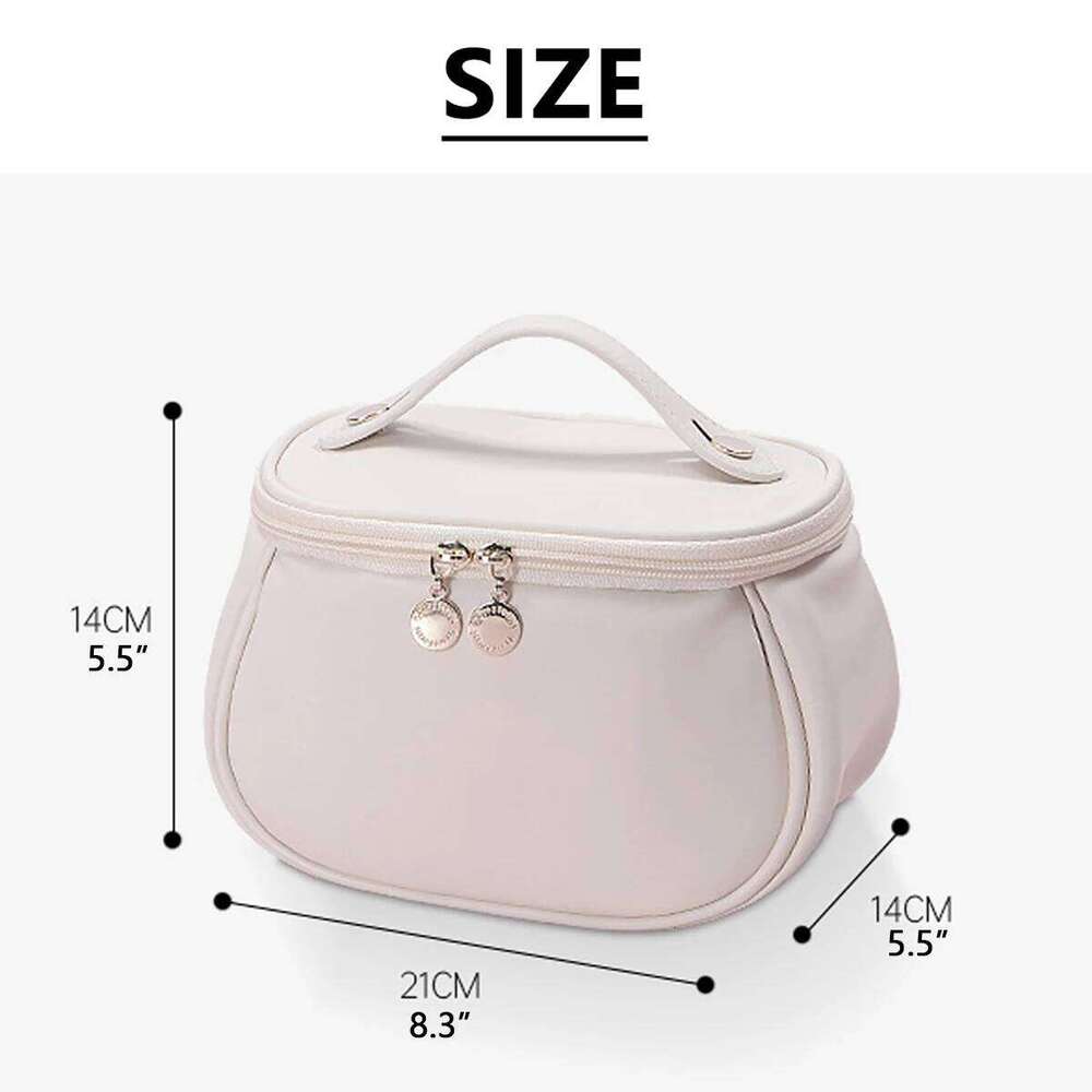 Portable PU Makeup Bag, Large Waterproof Cosmetic Pouch, Travel Washbag With Handles Y260206