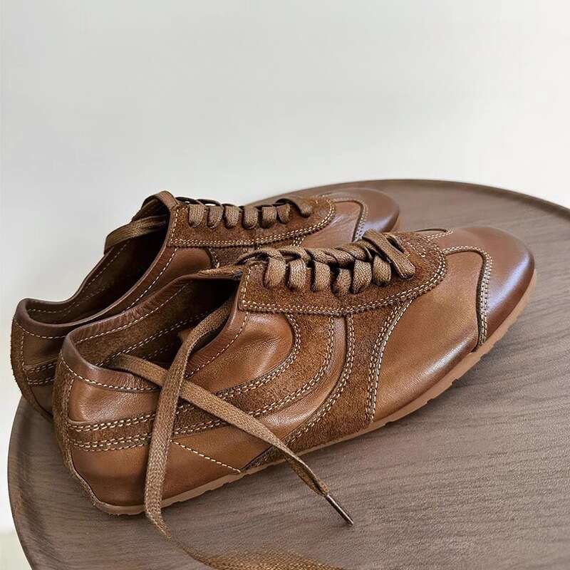 With Box Niche Retro Melad Brown Flat Square Toe German Training for Women 2026 Design Shoe New Casual Sneakers White Shoes Free Gift