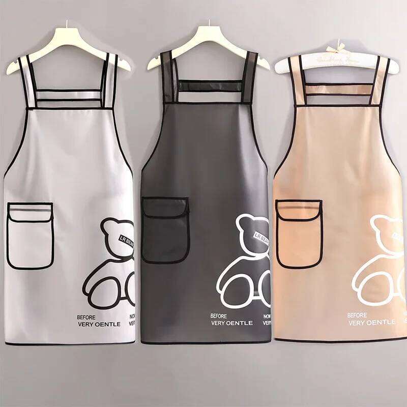 White Tpu Kitchen Waterproof Oil Resistant Work Apron Translucent Black Dirt-proof Cleaning Aprons With Pockets S260205