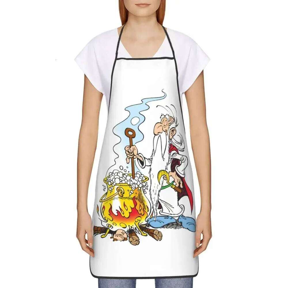 Getafix Magic Potion Asterix Apron Kitchen Chef Cooking Baking Bib Men Women Panoramix Tablier Cuisine for Painting S260205 90f