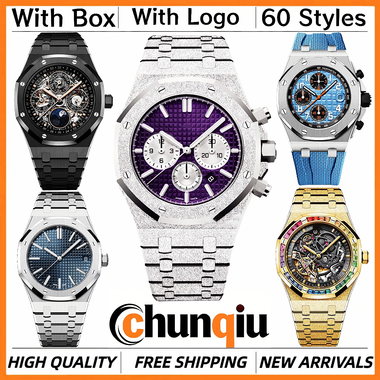 AAA Audermarlies Piquetlies Watch Automatic Premium Skeleton Designer Audemarely Watch Legendary Swiss Steel Timepiece Business Men's Watch Casual Women's Watch