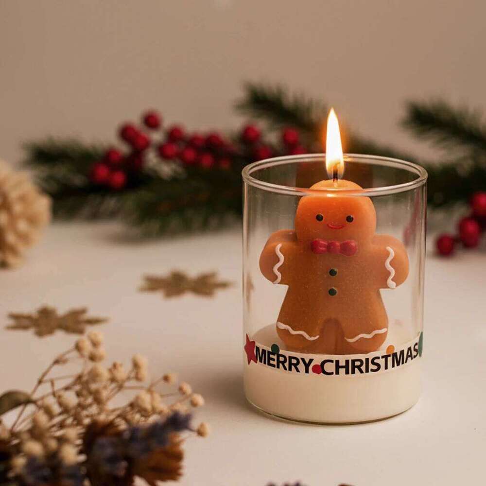 Christmas Scented Glass Cup Soy Wax Santa Tree Snowman Reindeer Gift Home Decoration Holiday Aromatherapy Candle S260205
