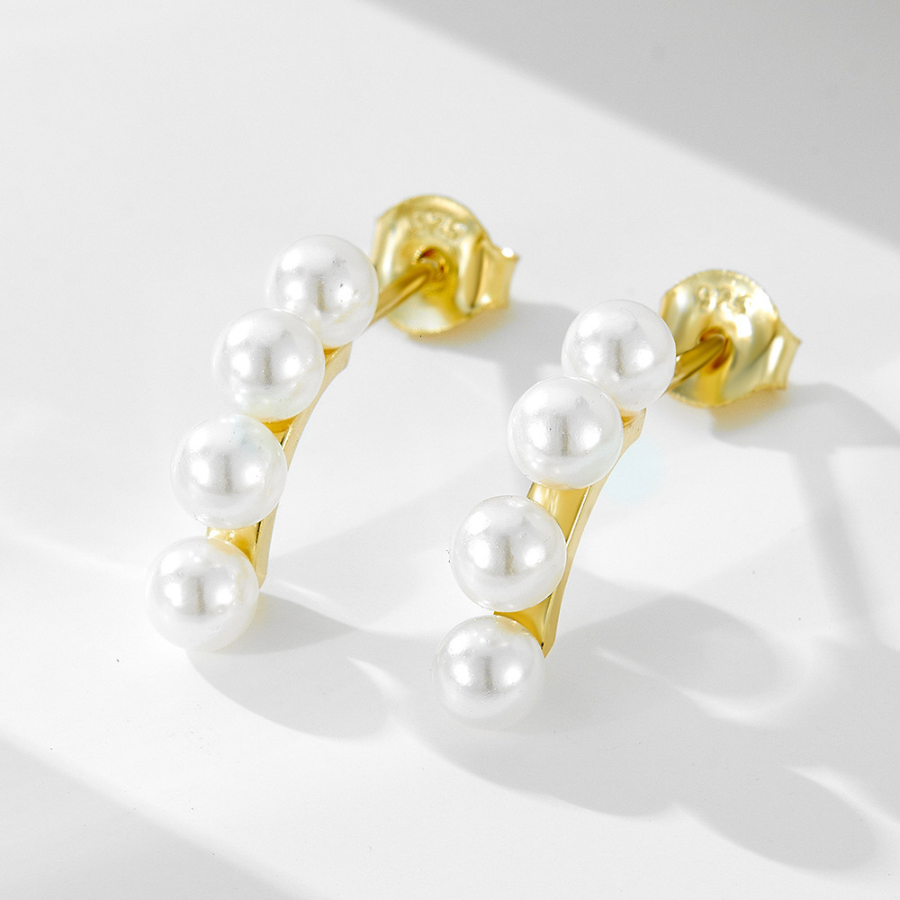 minimalist versatile S925 sterling silver pearl earrings and studs for women, bestseller, niche design, light luxury ear