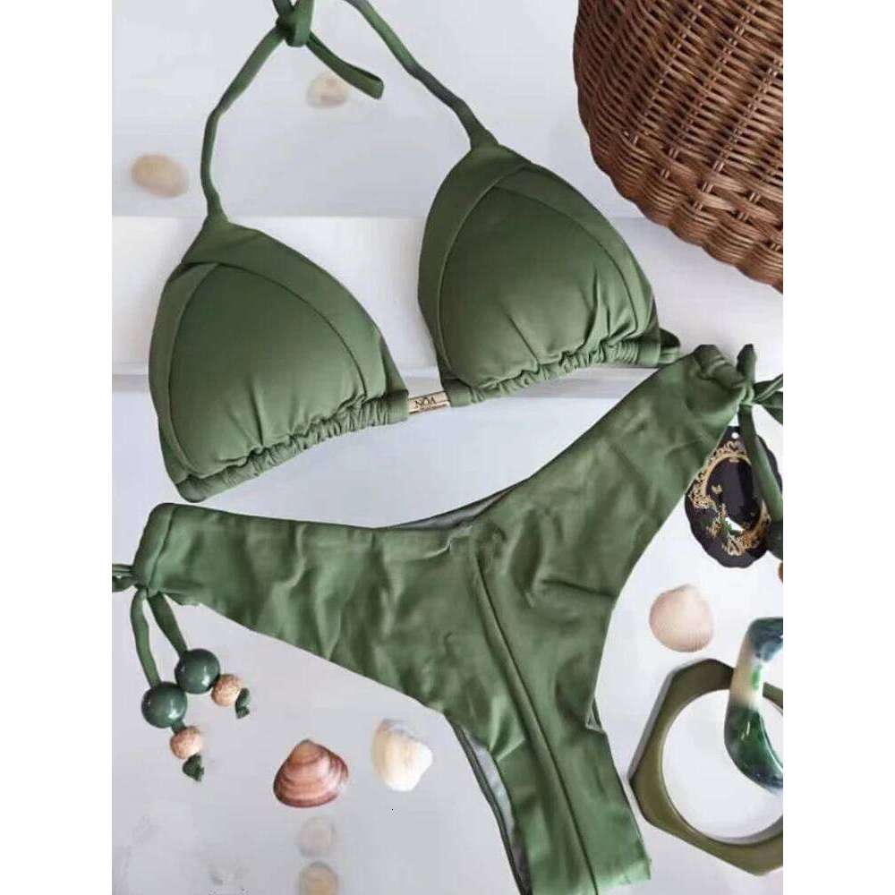 2023 Micro Sexy Bandage Swimsuit Women Push Up Swimwear Two Piece Bikini Set Solid Bather Bathing Swim Suit Female Z260206