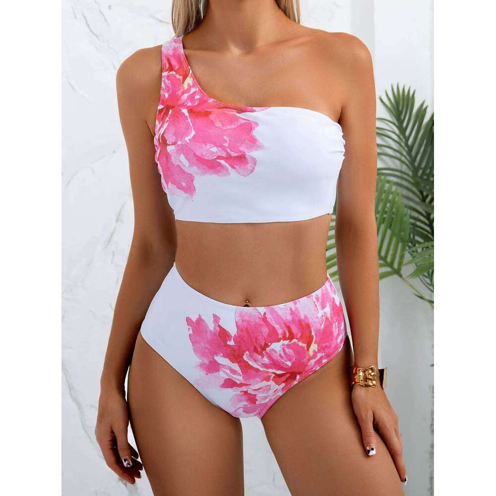 Bikini 2026 Quick Dry Swimsuit Sexy Tight Fit Ruffle Fast Drying Beachwear Summer One Shoulder Panties Set Ropa XJ260206