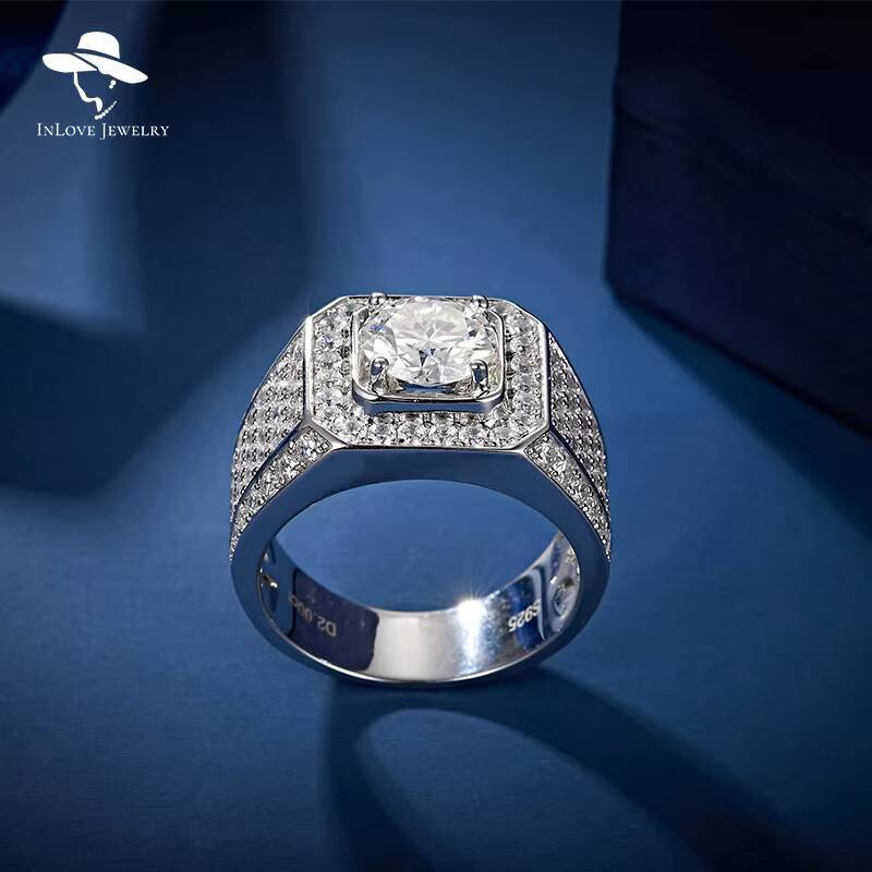 Wholesale Mens Fashion Jewelry Shape 1CT-5CT Moissanite Diamond Silver 925 Rings Stylish 2CT-3CT Moissanite Diamond Wedding