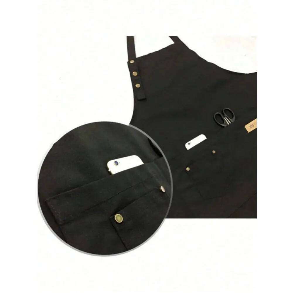 Fashion Canvas Kitchen Aprons Woman Men Chef Work Apron For Grill Restaurant Bar Shop Cafes Beauty Nails Studios Waiter S260205 14b