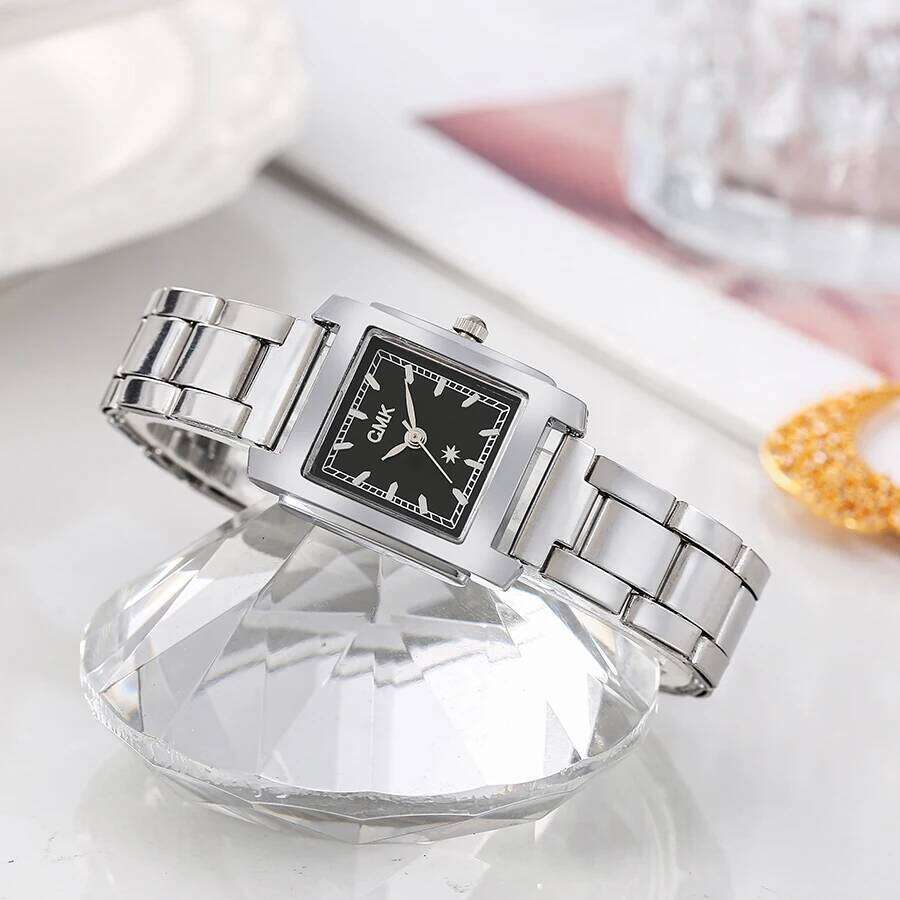 Fashion Light Luxury Quartz Watch Alloy Steel Band Square Dial, Suitable for Women's Daily Wear, Christmas Gift Z260206
