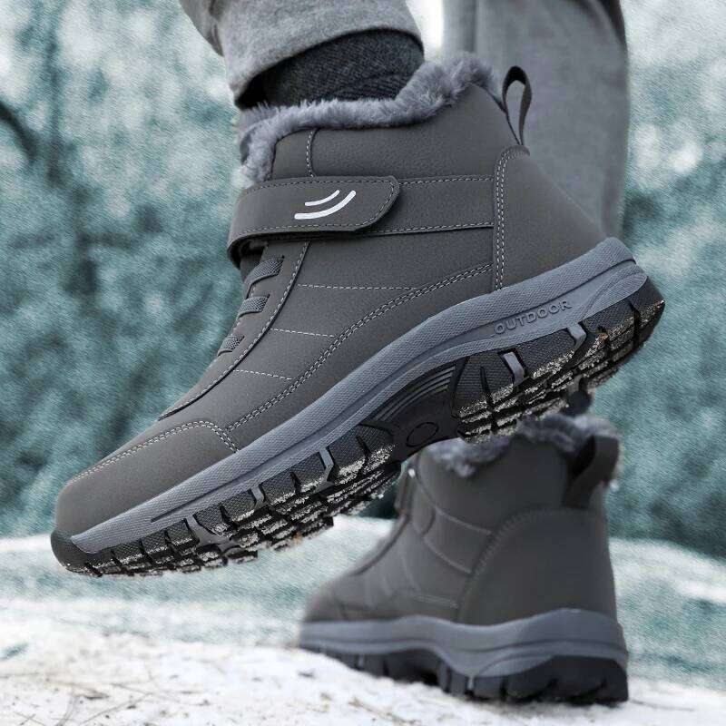 Snow for Men Casual Winter Shoes Platform Non-slip Warm Fur Ankle Plush Combat Outdoor Hiking Motorcycle Boots