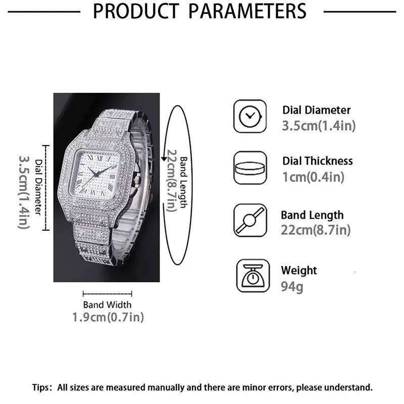 Diamond Men Women Gold Ladies Wrist Watch Luxury Rhinestone Unisex Bracelet Watches Female Clock 2024 New Z260206