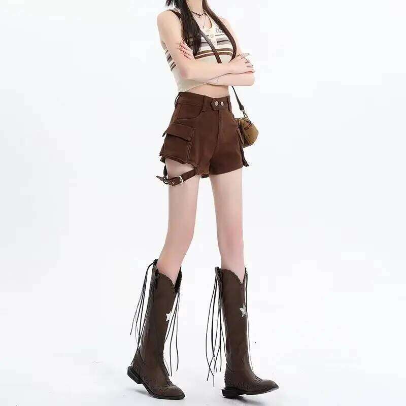 Shorts Women Skinny Creativity Lace-up Popular Streetwear Daily Personality Students Holiday Fashion y2k Sexy American Retro XJ260206