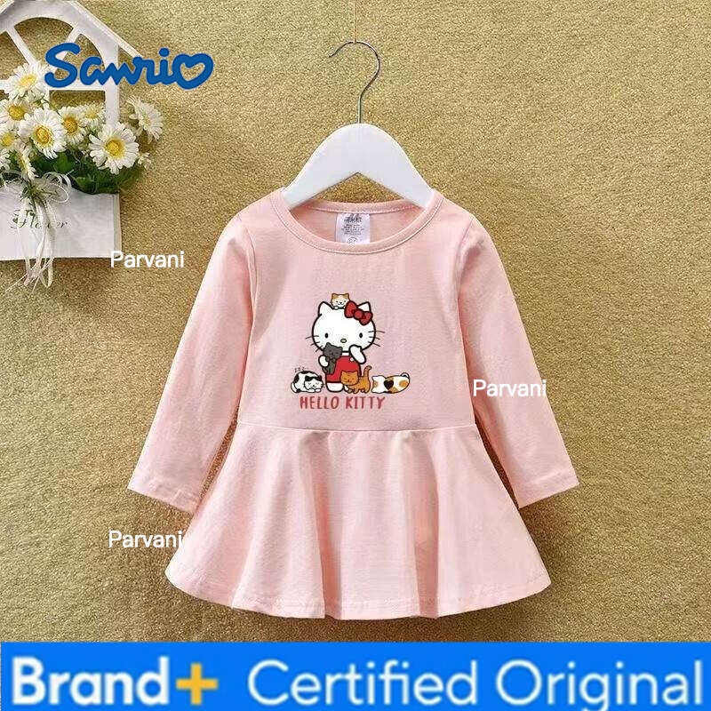 Sanrio Autumn Baby Girls Clothes Kid Long Sleeves Hello Kitty Dress Children Sweet Cartoon Printed Dresses Princess Outfits H2602061 - view 6