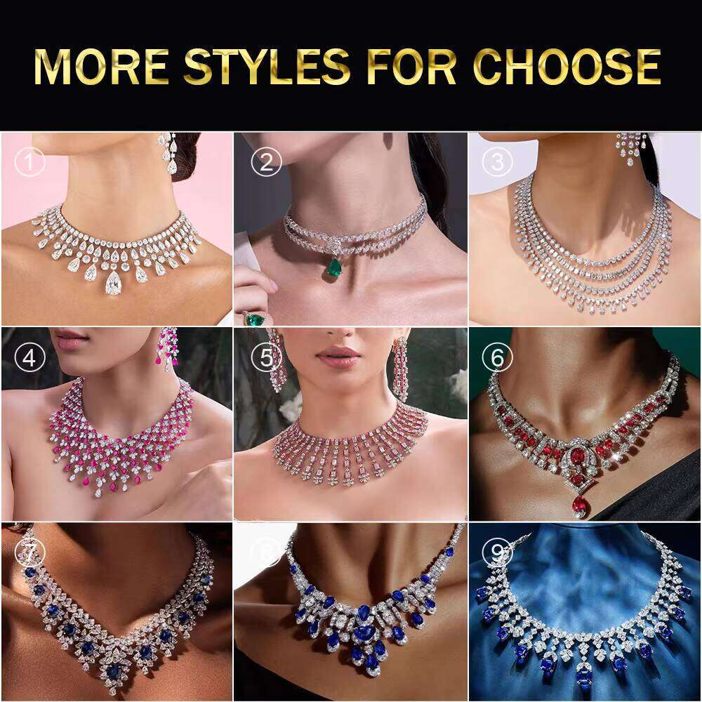 Custom 18K Gold Vvs Drop Necklace Earring Bridal Set 925 Silver Lab Grown Moissanite Diamond Chain Women Jewelry