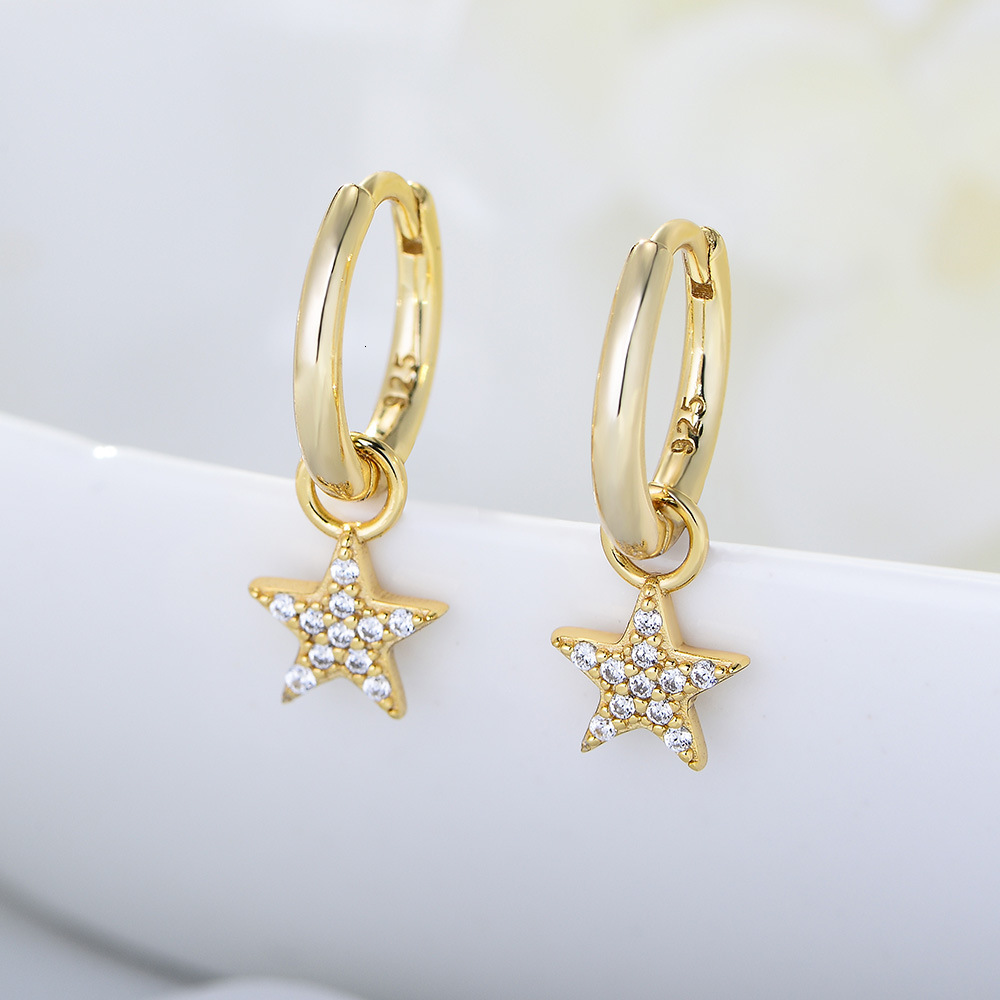 s925 sterling silver five-pointed star for women, stylish Korean personality, simple short earrings, versatile trendy earrings