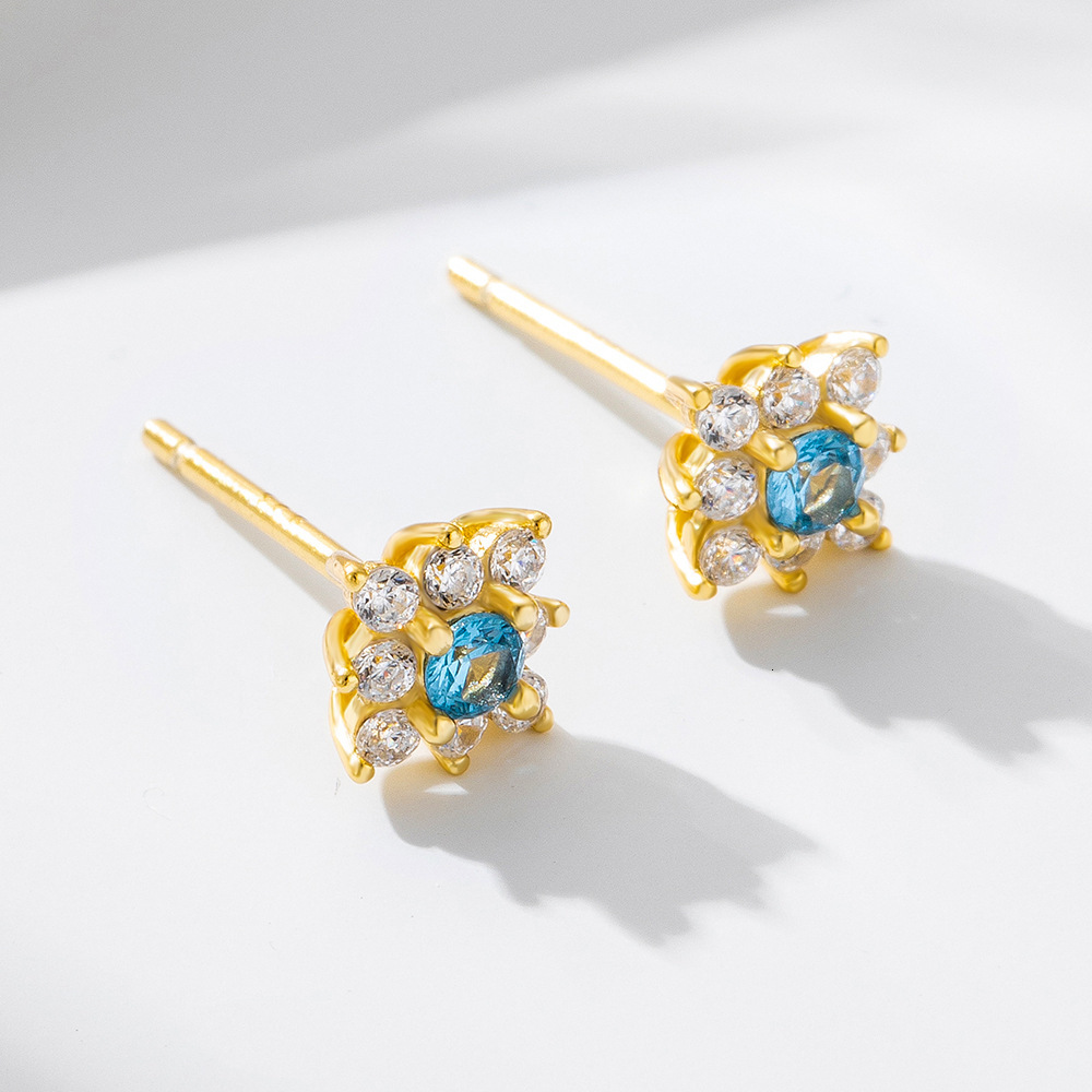 jewelry, fresh floral diamond-studded for women, s925 sterling silver, elegant micro-inlaid zircon flower earrings