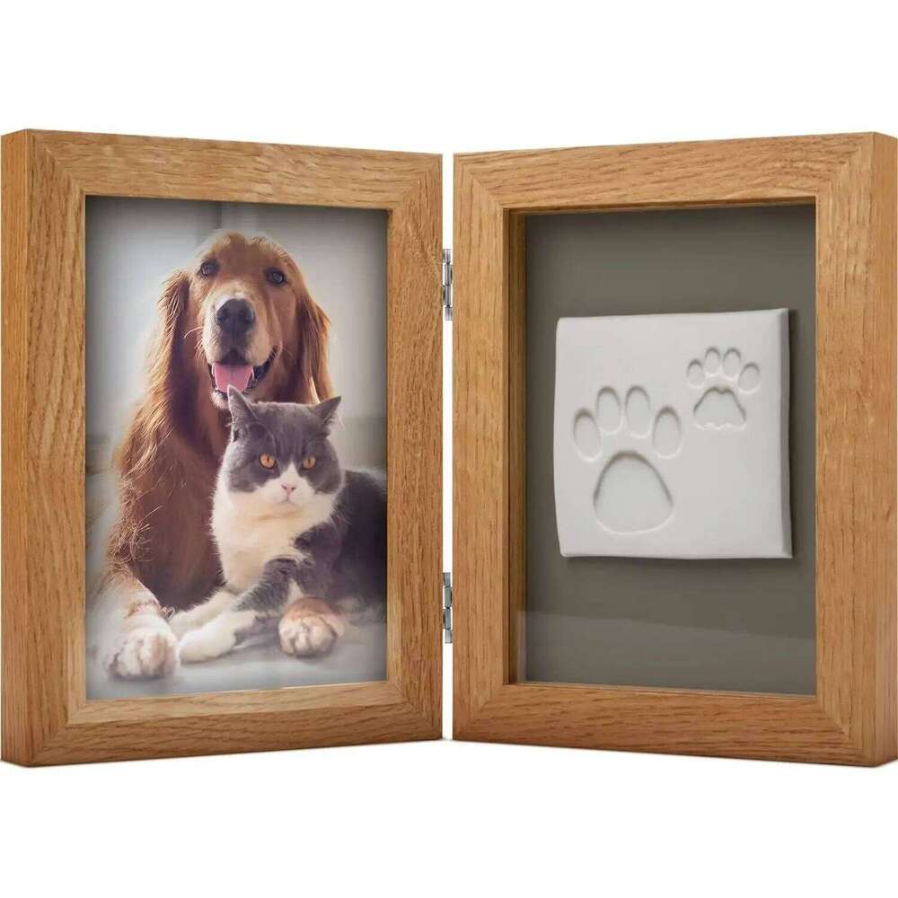 Dog Paw Prints Hand and Foot Print Mud Souvenir Pet Cat American Solid Wood Photo Frame Set DIY S260205