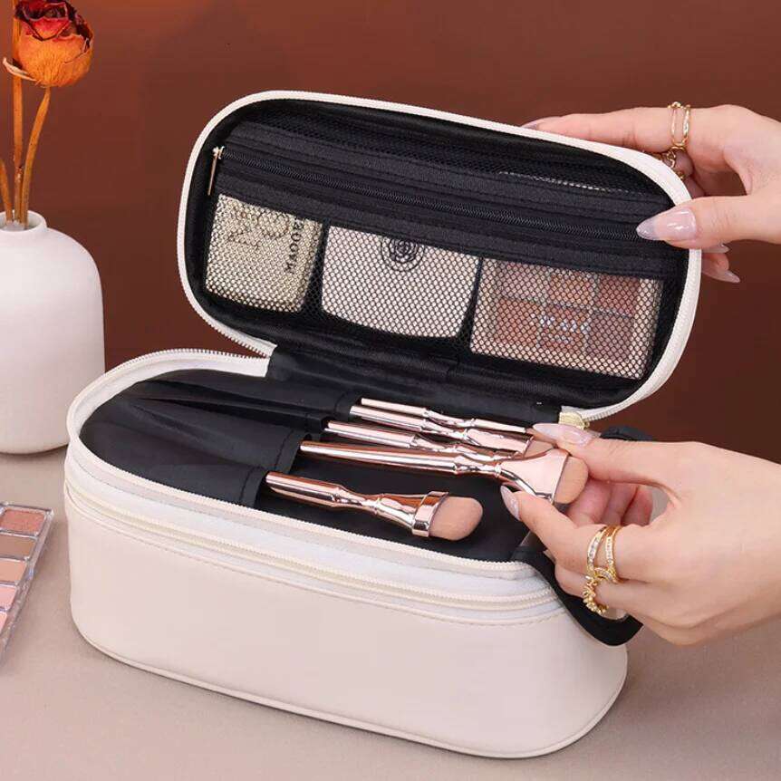 Makeup Double Layer Large Capacity Cosmetics Organizer Travel Essentials Women's Cosmetic Bag Y260206
