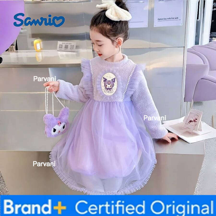 Sanrio Anime HelloKitty girls cartoon fashion princess style thick Baby's cute mesh dress for autumn and winter H260206 - view 6