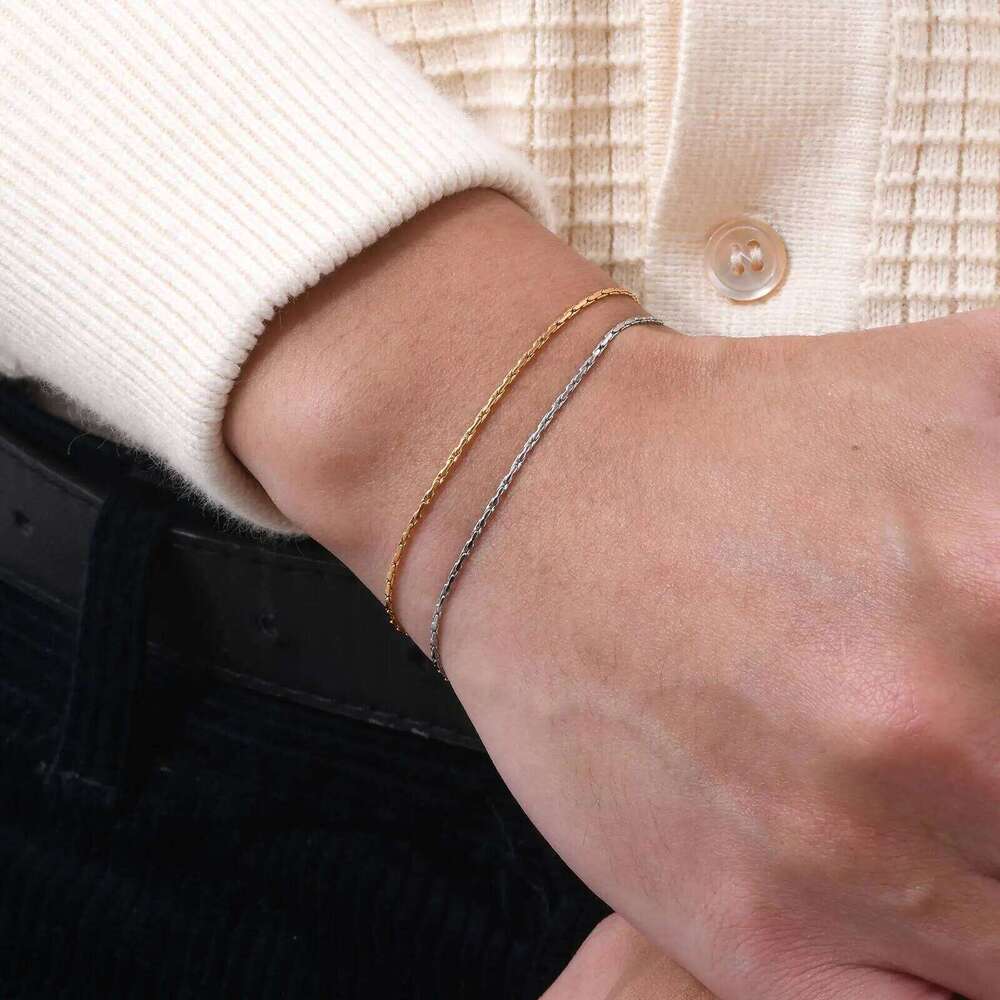 Thin Links Bracelets for Men Boys,Stainless Steel Chian Wristband Adjustable,Simple Jewelry Gifts 26H0206