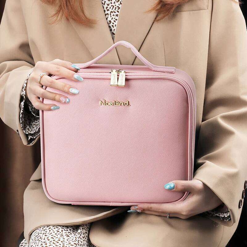 3 Color Train Mirror, White Portable Makeup Waterproof Organizer with Adjustable Dividers, Cosmetics Storage Case Gift Y260206