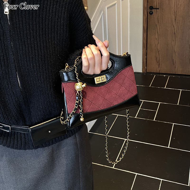 Retro high-end diamond quilted handbag New fashionable matte shoulder bag Women's high-quality luxury handbag Versatile commuter crossbody should