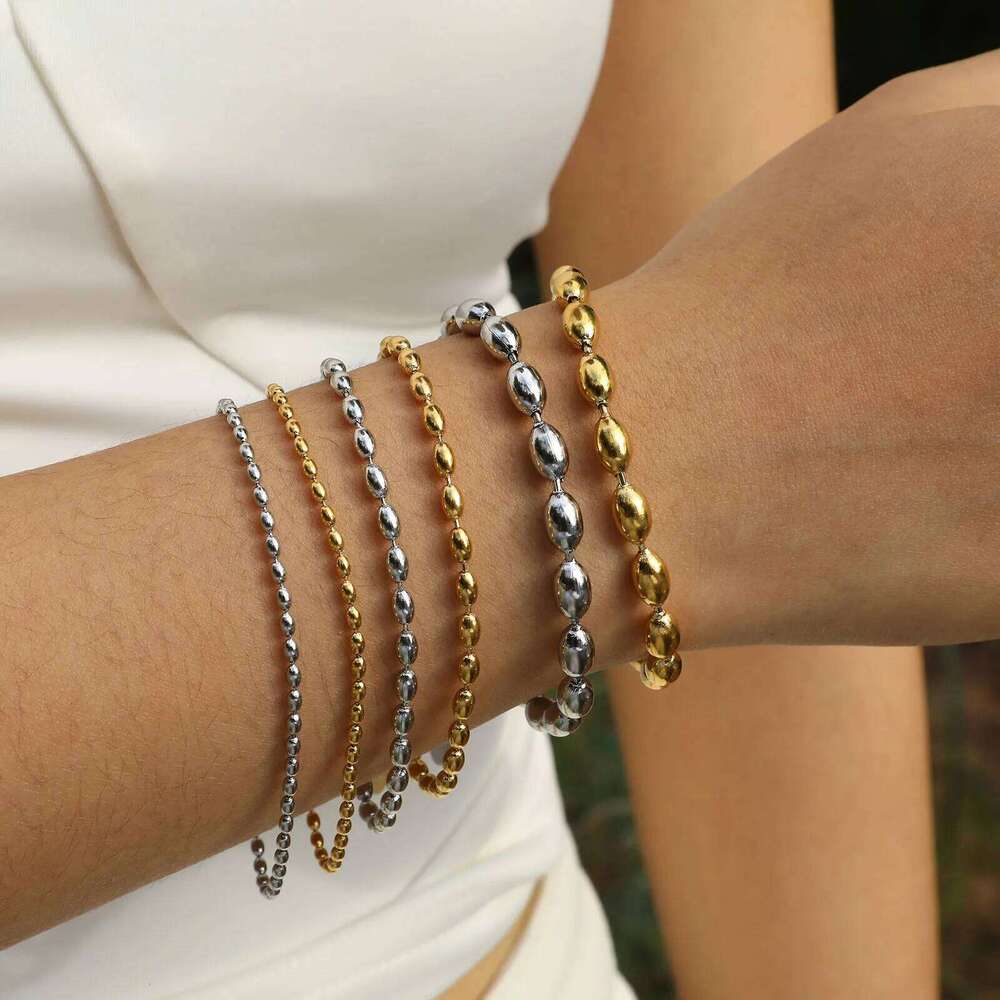 2024 Dainty 2MM/3MM/5MM Beads Chain Bracelets for Women,Gold Color Plating Charm Choker Links Wristband Bracelet Birthday Party 26H0206