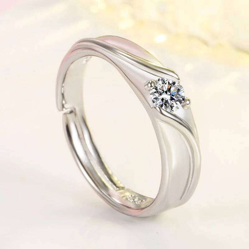 Geometric Couple Rings For Men Women Shiny Crystal Wedding Lovers' Jewelry Romantic Valentine's Day Present Ring Accessory W260206