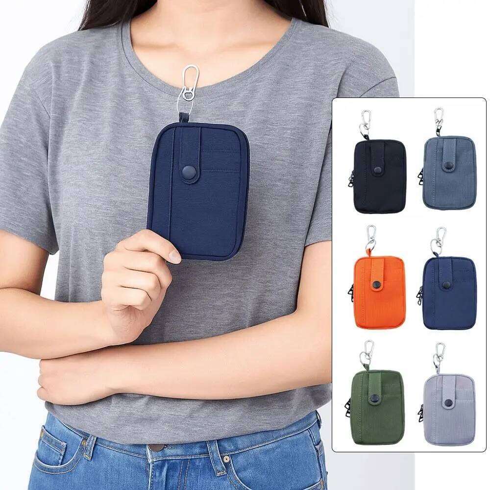 Simple Multifuctional Canvas Coin Purse Solid Color Zipper Earphone Square Lightweight Mini Storage Bag Outdoor Y260206