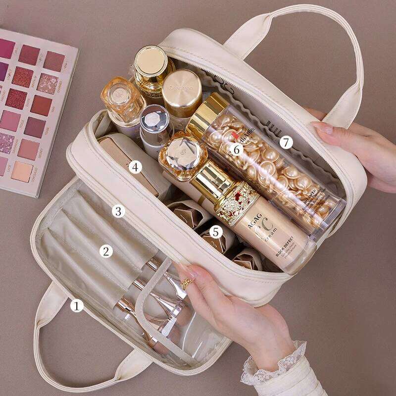 New Double Barrier women's Makeup Portable Cosmetic Large Capacity Storage Travel Essential Toiletry Bag Y260206