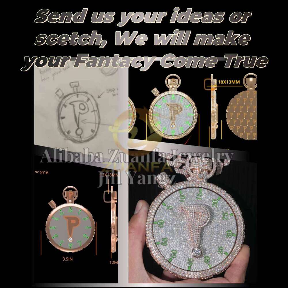 Custom Bail Pendants VVS Moissanite Iced Out Full Diamonds Letter Initial Name Jewelry Necklace Personal