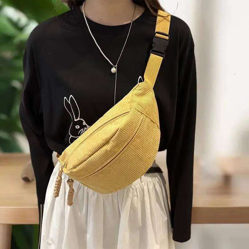 Half Moon Waist Corduroy Running Belt Bags Large Capacity New Fashion Women's Chest Crossbody Bag XJ260129