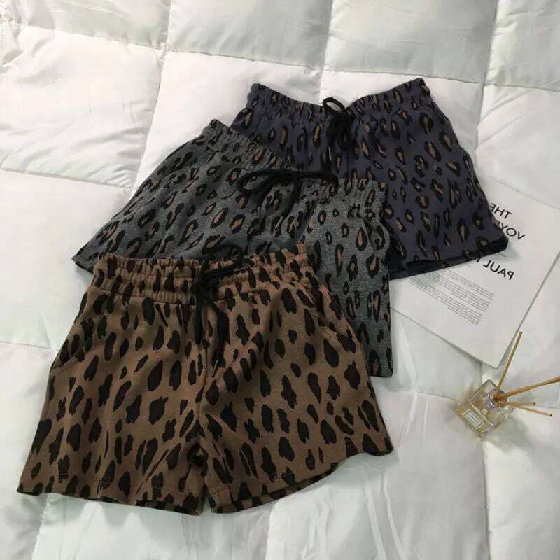 New Leopard Print Shorts Casual To Wear High-waisted, Slimming and Tight Wide-leg Hot Pants for Women XJ260206