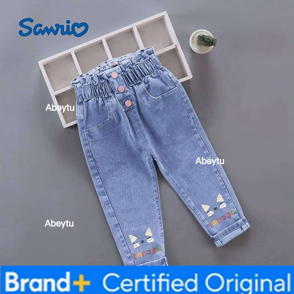 Sanrio Girls Kids Clothes Children Jeans Cowboy Denim Pants Spring Autumn Fashion Clothing Streetwear Casual Harajuku H260206