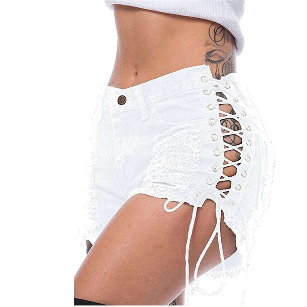 Sexy High Waist Tassel Broken Denim Female Summer Korean Version Raw Edge Wide Leg Loose Plus Size Jean Shorts Women XJ260206