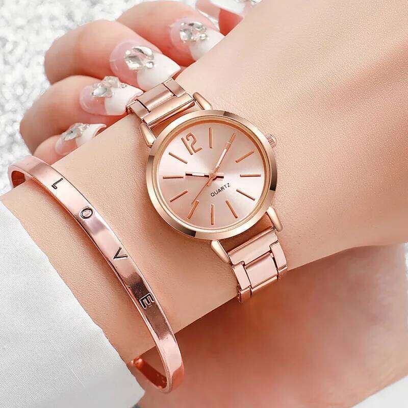 2PCS/Set Fashion Women Watches Small Dial Quartz Watch Luxury Ladies Wristwatch Bracelets Set Reloj Mujer Z260206