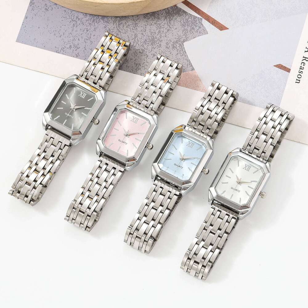 Versatile Simple Women's Square Ins-Style Steel Band Quartz Watch, Stylish and Elegant Bracelet Watch Set Z260206
