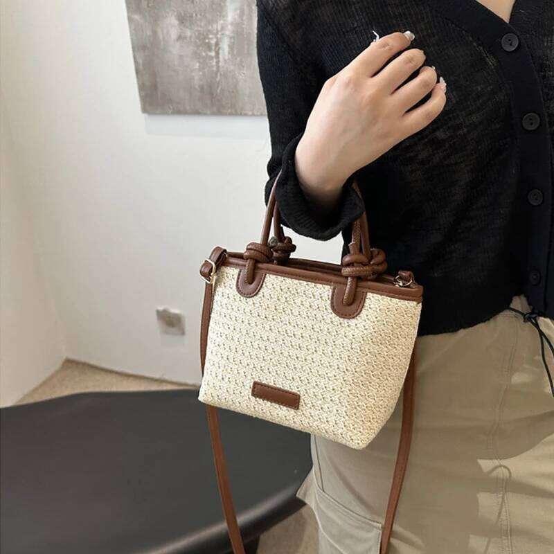 New Straw Woven Crossbody For Women Vacation Bucket Shoulder Bags Summer Seaside Beach Handbags Y260205