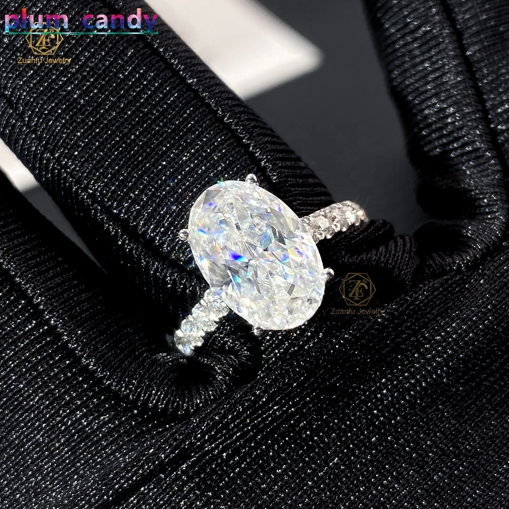 Luxury Womens Engagement Wedding Ring 14k 18k 4ct Solid White Gold with Oval Cut Lab Grown Diamond IGI Certified HPHT CVD Jewelry
