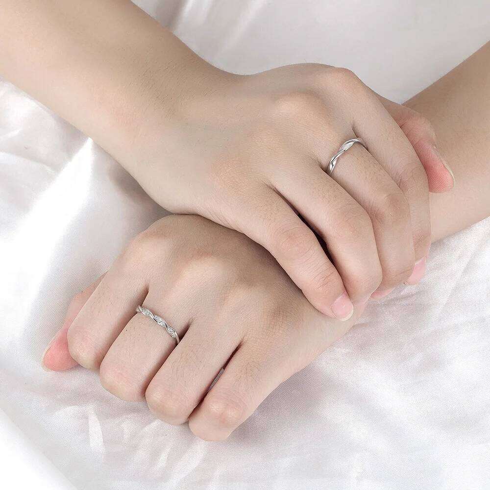 925 Sterling Silver Mobius Couple Ring Inlaid With Aaa Zircon Valentine's Day Anniversary Gift W260206
