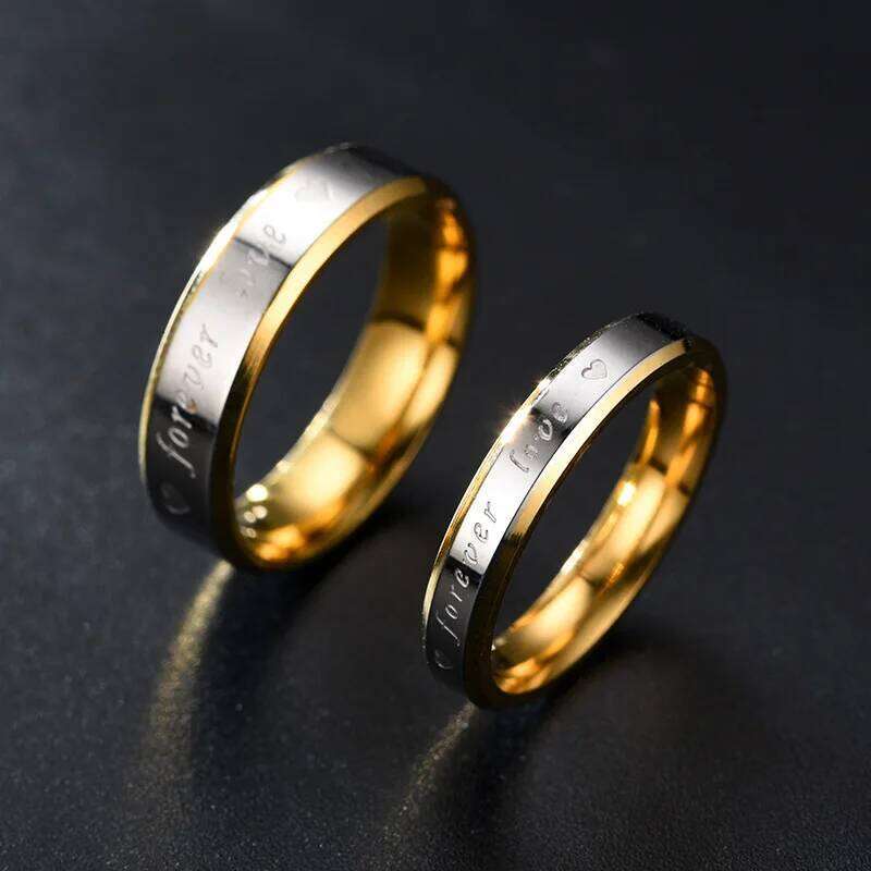 Promotions Women/Men Wedding Band Gold Plated Engagement Ring Stainless Steel Forever Love Couple's Size 6-12 W260206