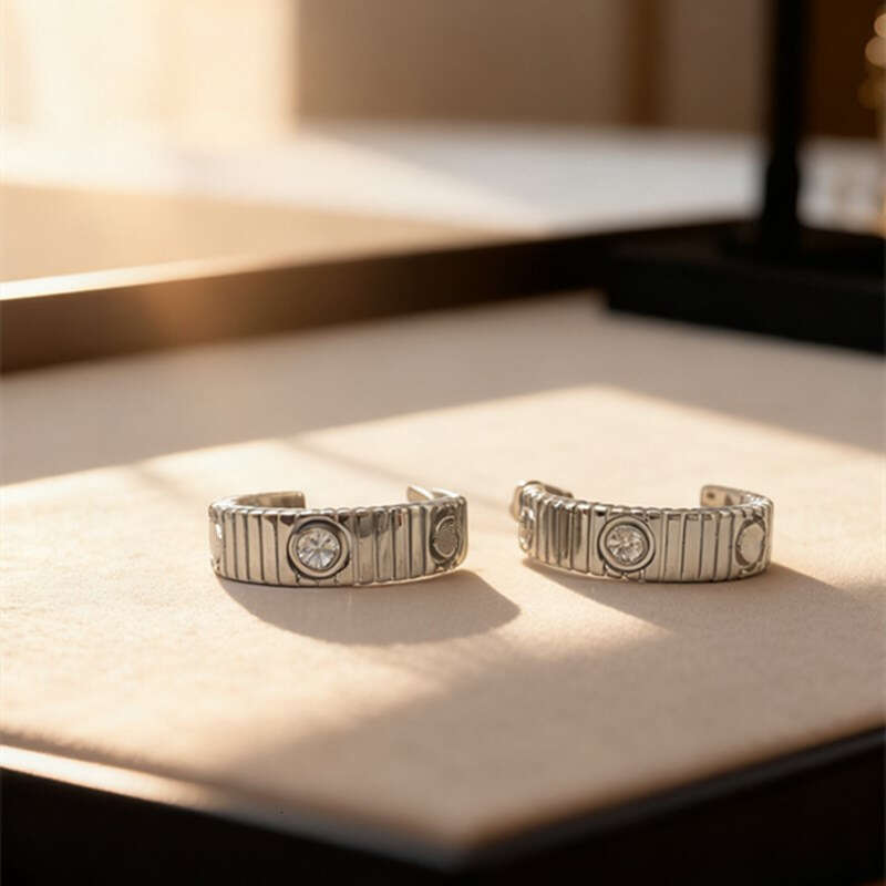 Kaga's new strap series vacuum-plated titanium steel striped classic screw stud earrings, wholesale for foreign trade