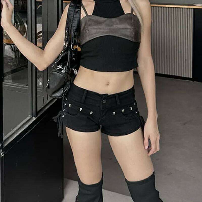 Shorts Women Y2k Summer Skinny Hotsweet Aesthetic Solid All-match Vintage Clubwear Sexy Style Lace-up Fashion Design Punk Girls H260206