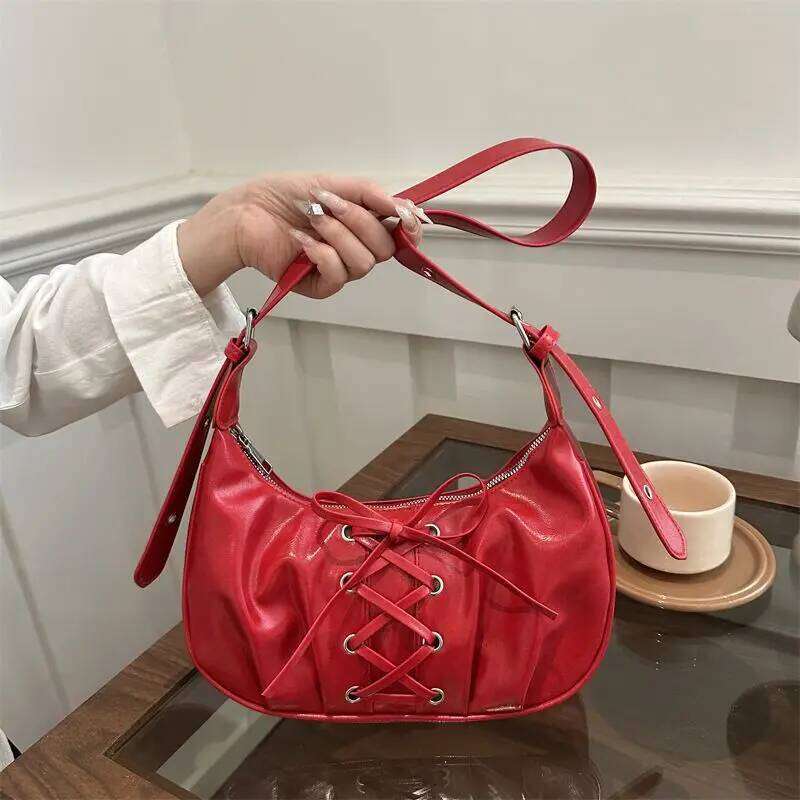 Niche Lace-up Bow New Underarm Chic Shoulder Bag Stylish Retro Handbag Luxury Women's Crossbody pouch Y260205
