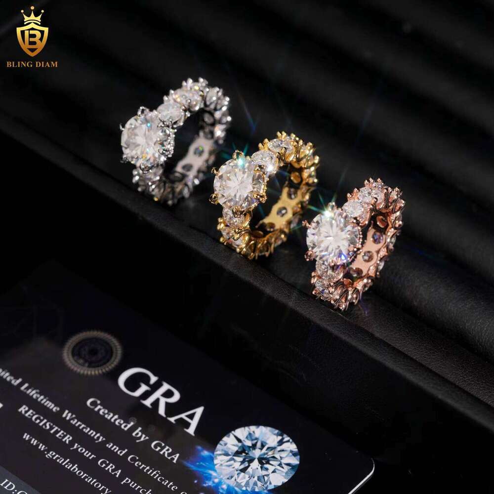 New Design Eternity 925 Sterling Silver Rings Iced Out Moissanite Fine Jewelry Ring Pass Diamond Test