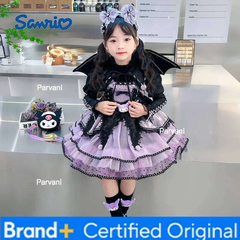 Sanrio Kuromi Girls Lolita Spring Autumn New Princess Dress Anime Figure Birthday Kawaii Cartoon Suspender Skirt H260206 - view 4