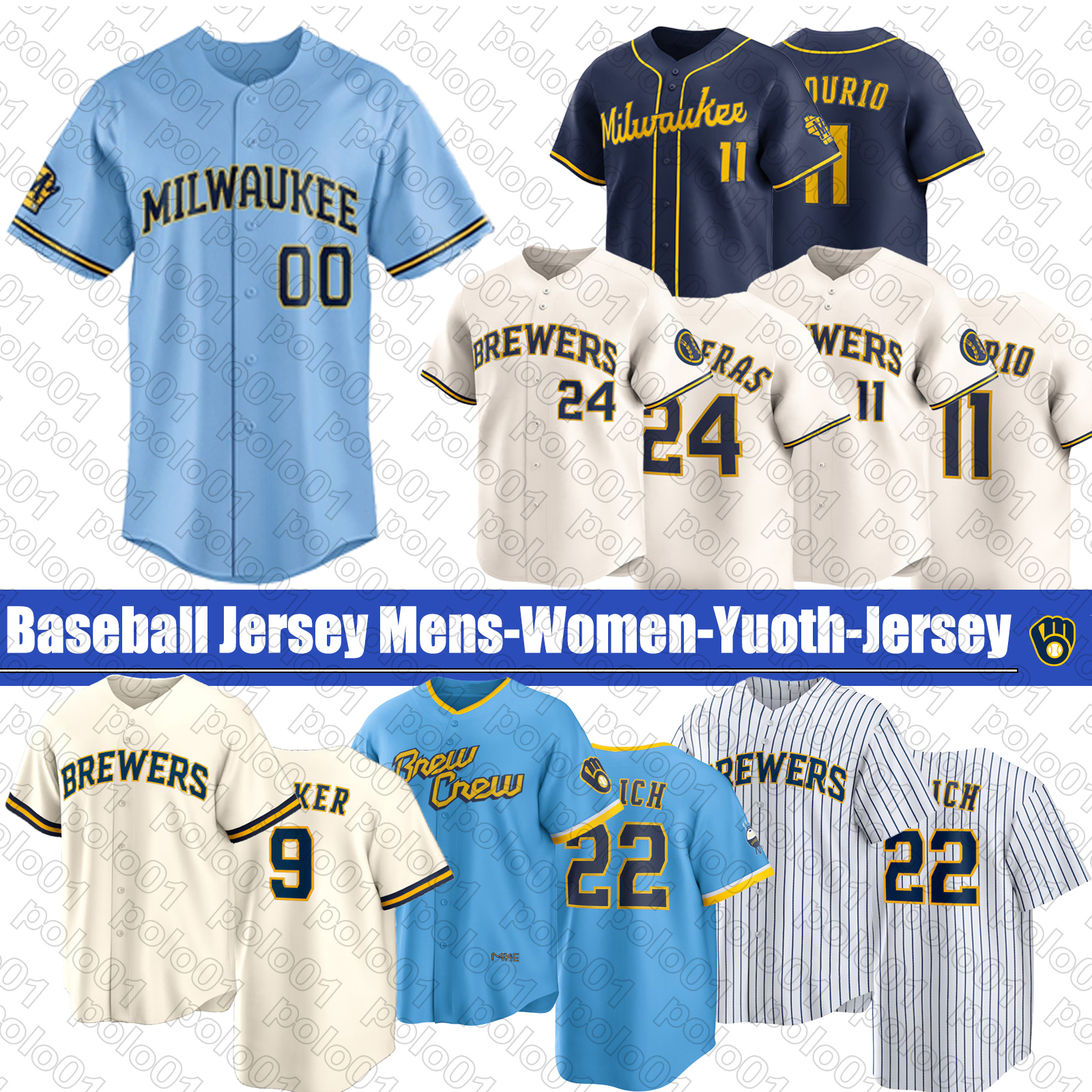 Brewers Baseball Jersey Christian Yelich Jackson Chourio William Contreras Sal Frelick Caleb Durbin Brice Turang Jacob Misiorowski Quinn Priester Jerseys