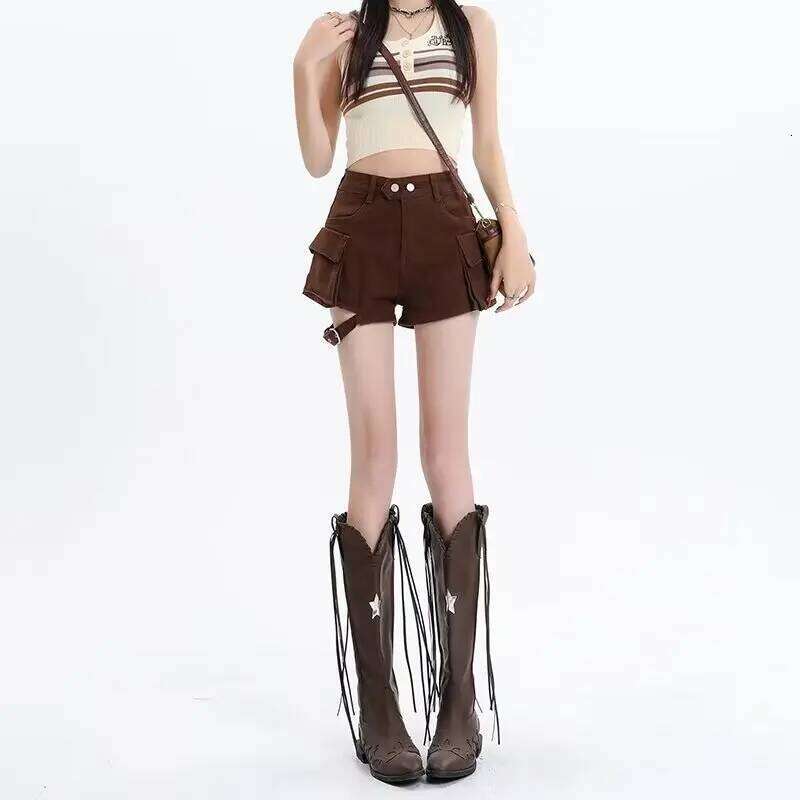 Shorts Women Skinny Creativity Lace-up Popular Streetwear Daily Personality Students Holiday Fashion y2k Sexy American Retro XJ260206