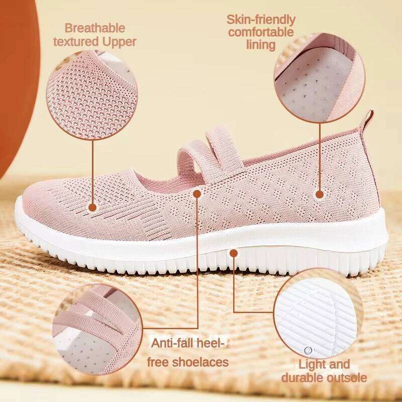 2025 Summer New Knitted Flat Bottom Women's Shoe Fashionable Lightweight Single for Breathable Women Shoes
